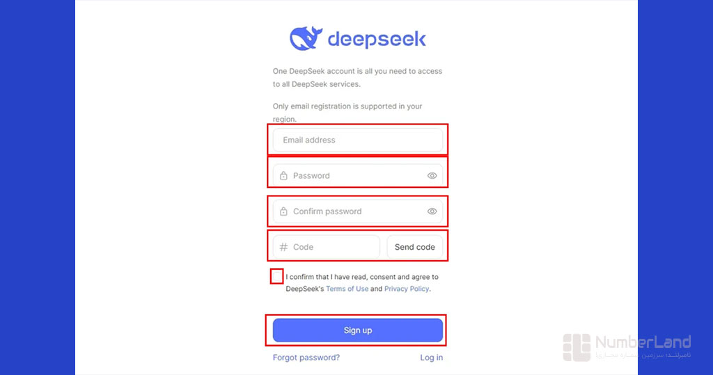 آموزش ثبت نام در deepseek ai