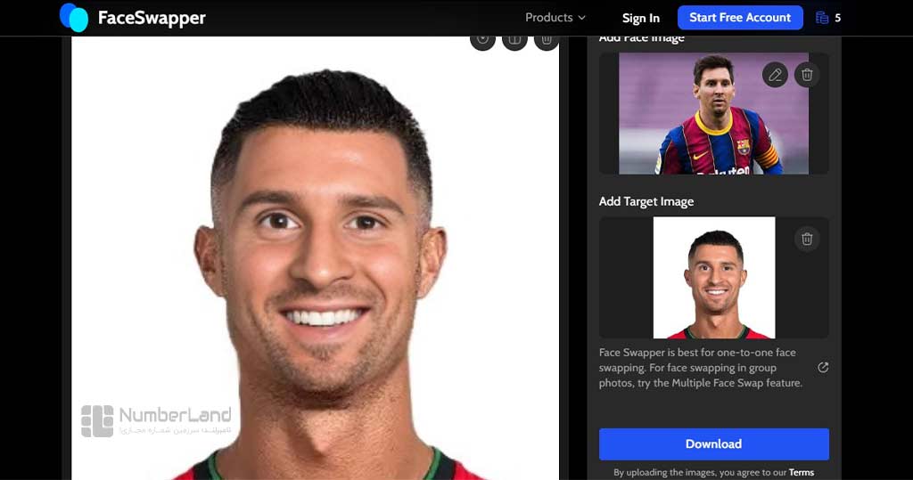 هوش مصنوعی تغییر چهره Face Swapper