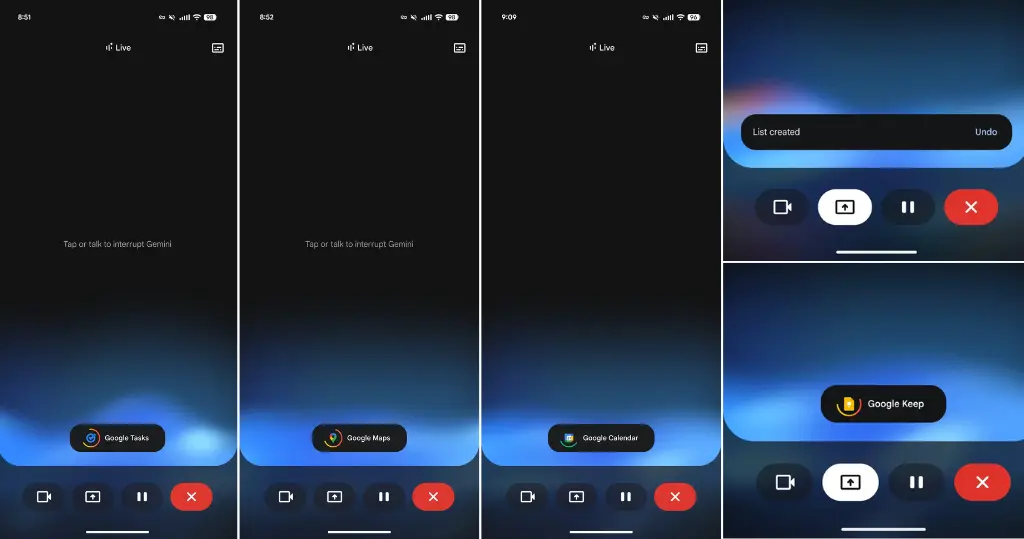 اتصال Gemini Live به اپلیکیشن‌های اصلی گوگل