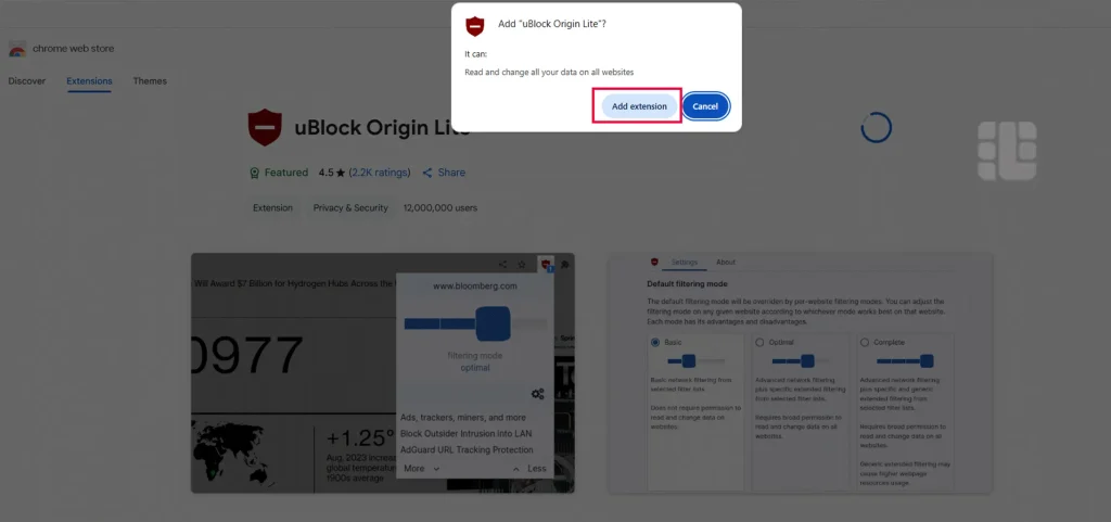 افزودن افزونه حذف تبلیغات به کروم
