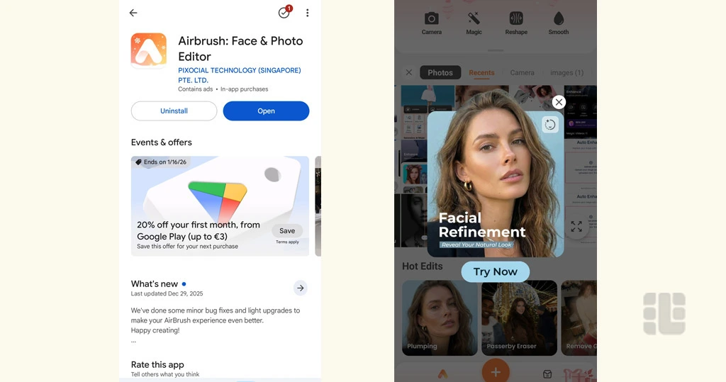 AirBrush؛ اصلاح چهره و پرتره