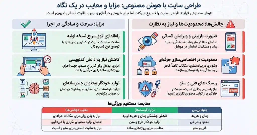 مزایا و معایب طراحی سایت با هوش مصنوعی