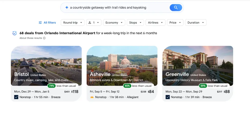 ابزار مبتنی بر هوش مصنوعی Google Flights