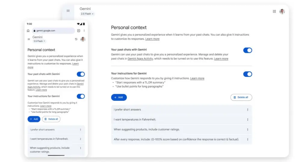 قابلیت Personal Context در Gemini