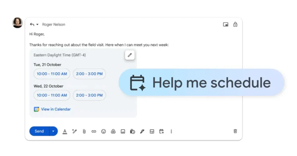 قابلیت Help me schedule