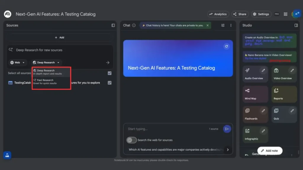 تغییرات جدید NotebookLM 1