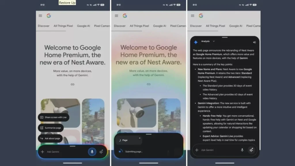خلاصهکردن صفحه با Gemini