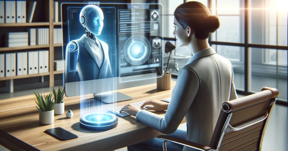 زن در حال چت با هوش مصنوعی