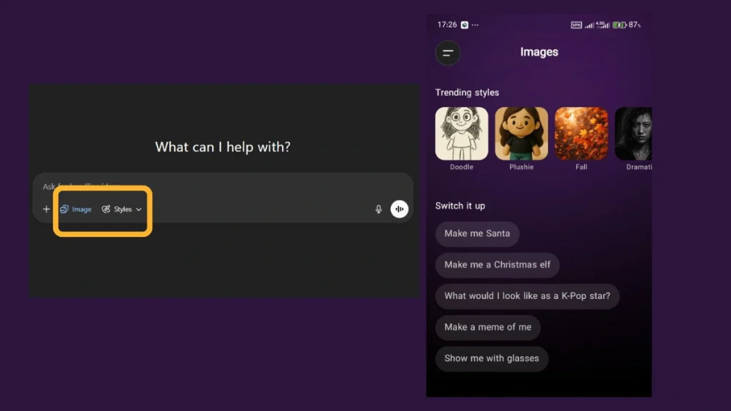 اسکرین شات نسخه وب و موبایل ChatGPT