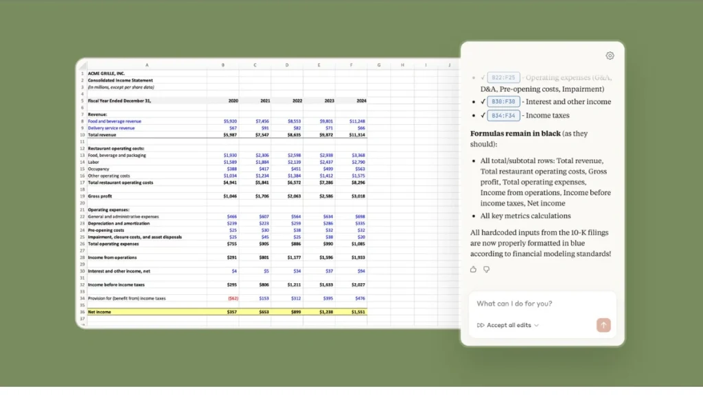 افزونه اکسل کلود