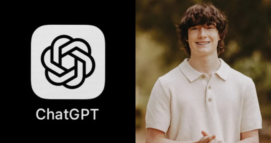 عکس یک نوجوان در کنار ChatGPT