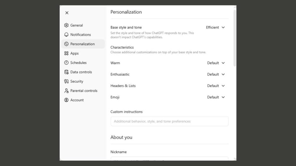 گزینه‌های شخصی‌سازی جدید چت‌جی‌پی‌تی