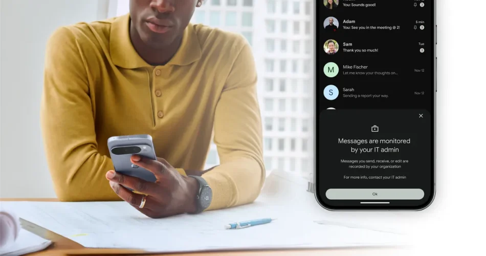 گوشی پیکسل در دست مرد RCS Aichival
